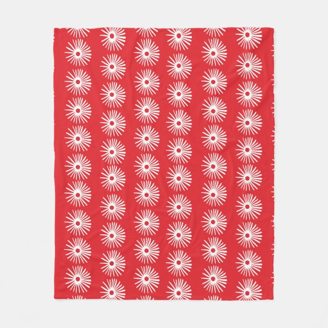 Manta Polar Textura floral abstracta blanca negra. (Anverso)