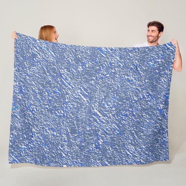Manta Polar Textura Raya azul e efeito prateado (In situ)