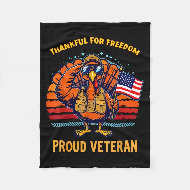 Manta Polar Thankful For Dom Proud Veteran Patriotic Thanksgiv (Anverso)