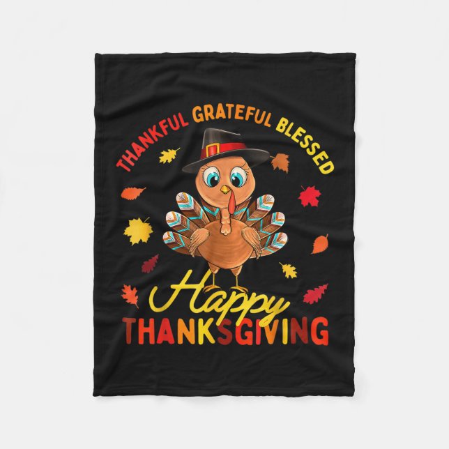 Manta Polar Thankful Grateful Blessed Thanksgiving Turkey Wome (Anverso)