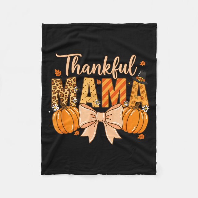 Manta Polar Thankful Mama Pumpkin Fall Coquette Bow Thanksgivi (Anverso)