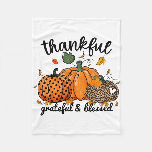 Manta Polar Thankful Pumpkin Grateful And Blessed  (Anverso)