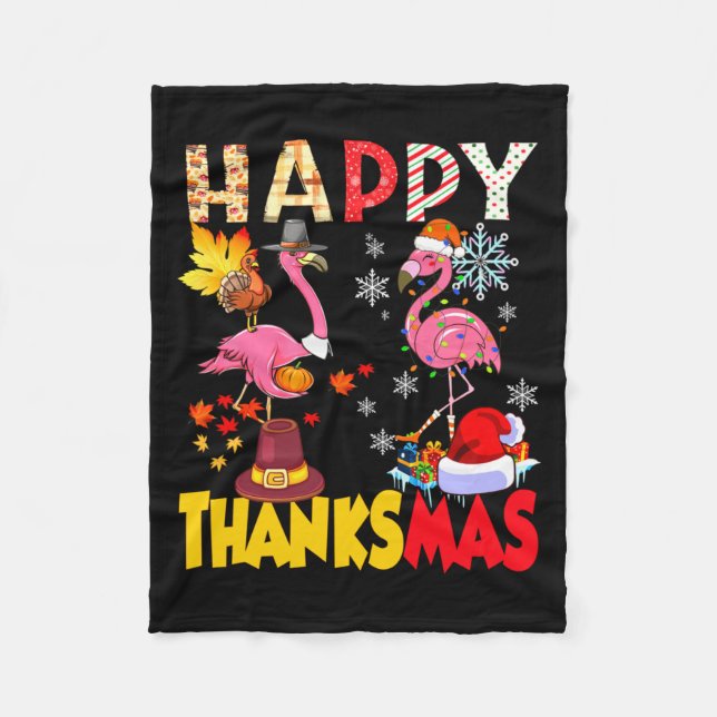 Manta Polar Thanksgiving Christmas Flamingo Happy Thanksmas Xm (Anverso)