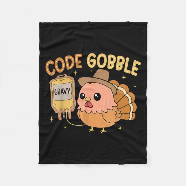 Manta Polar Thanksgiving Nurse Code Gobble Funny Rn Cna Medica (Anverso)