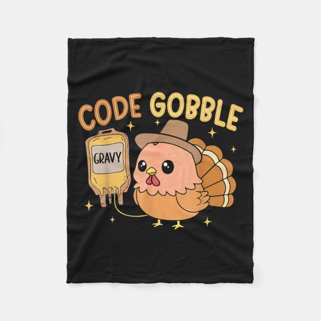 Manta Polar Thanksgiving Nurse Code Gobble Funny Turkey Rn Cna (Anverso)