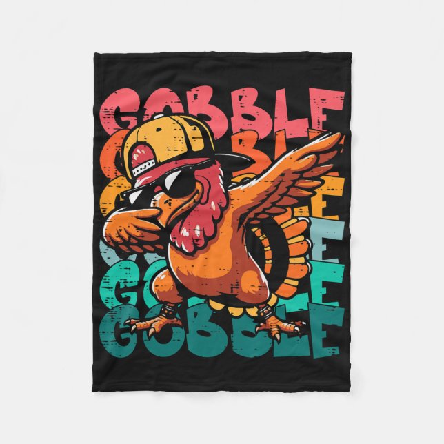 Manta Polar Thanksgiving Turkey Dab Gobble Funny Toddler Boys  (Anverso)