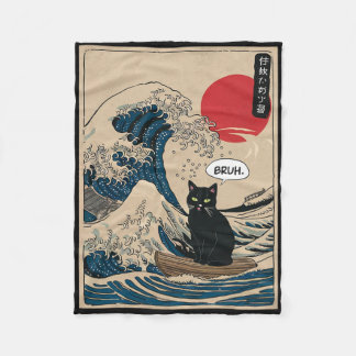 Manta Polar The Great Wave Kanagawa Funny Japanese Surfing Cat