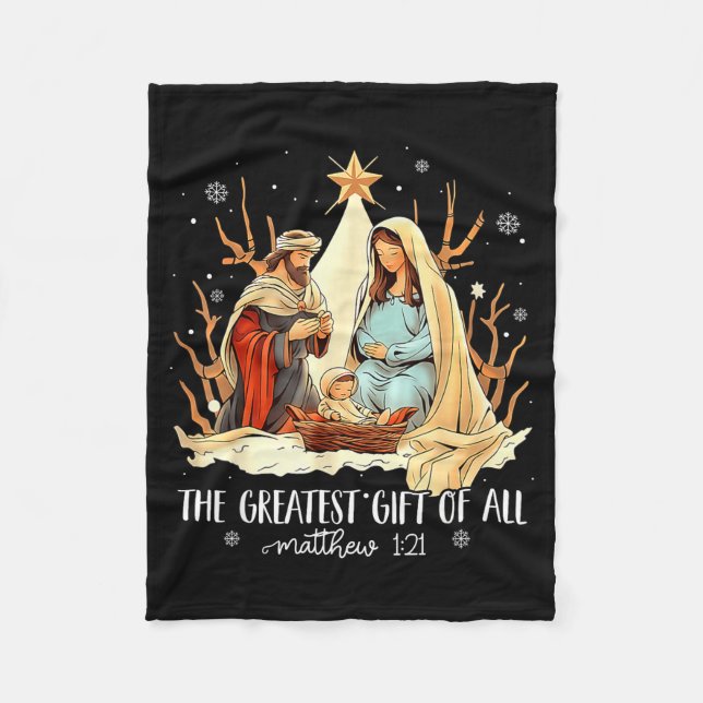 Manta Polar The Greatest Gift For All Christmas Nativity Jesus (Anverso)