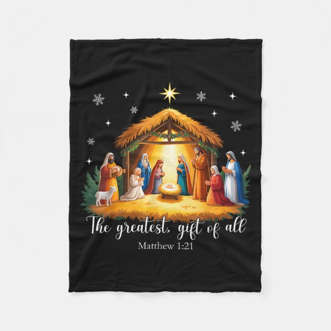 Manta Polar The Greatest Gift For All Christmas Nativity Jesus (Anverso)