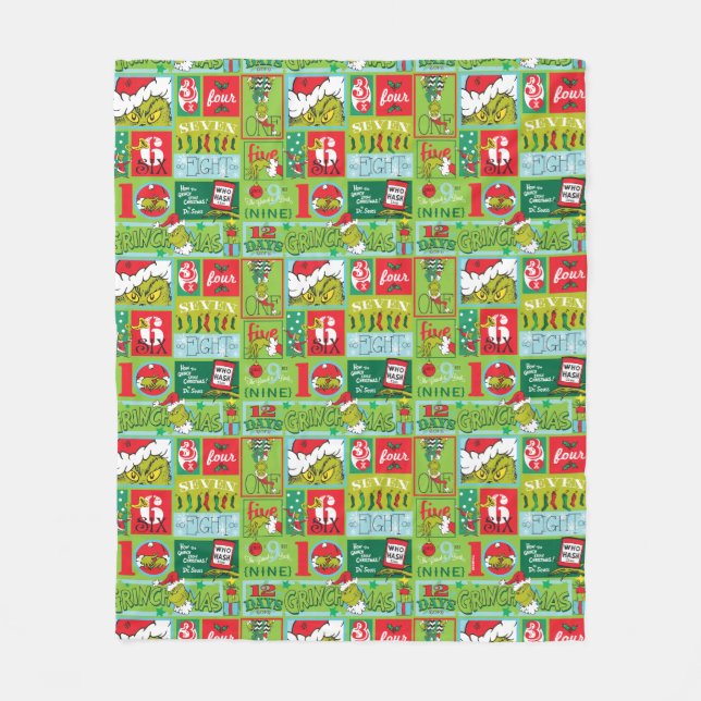 Manta Polar The Grinch | 12 Days of Grinchmas Pattern (Anverso)