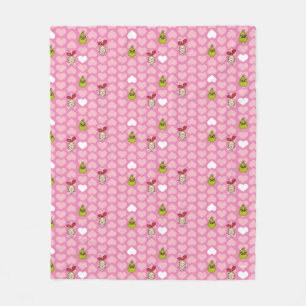 Manta Polar The Grinch & Cindy-Lou Pink Heart Pattern