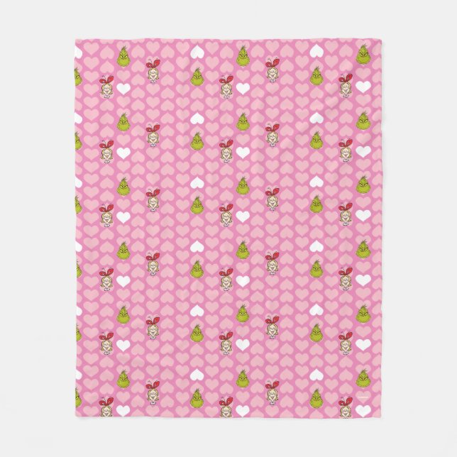 Manta Polar The Grinch & Cindy-Lou Pink Heart Pattern (Anverso)