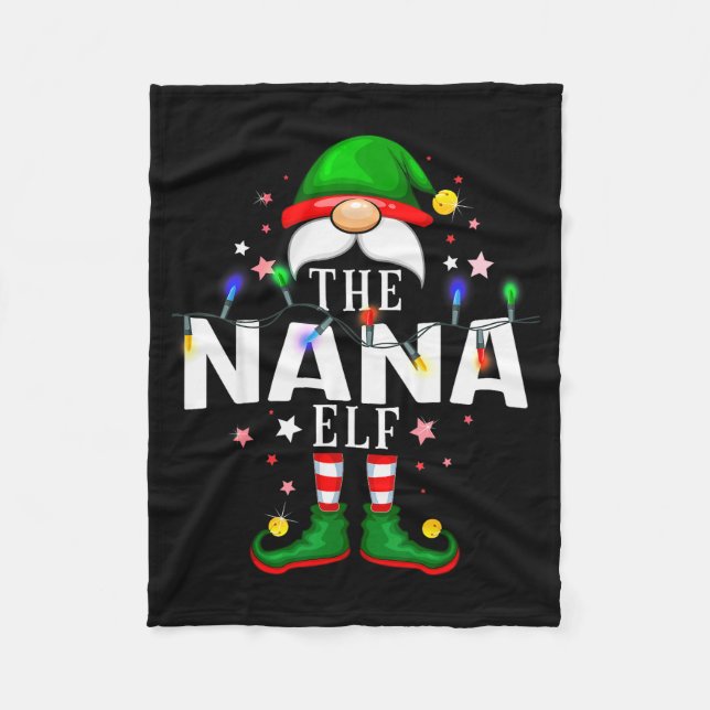 Manta Polar The Nana Elf Christmas Family Pajama Party  (Anverso)