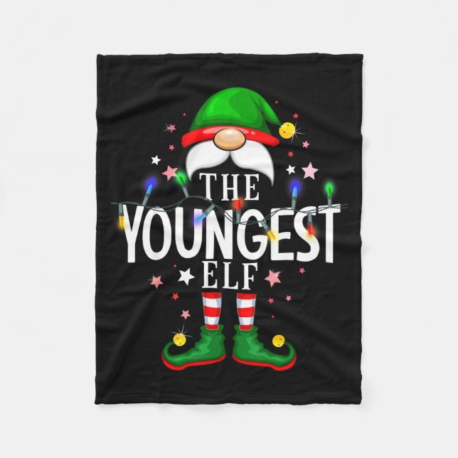 Manta Polar The Youngest Elf Christmas Family Pajama Party  (Anverso)