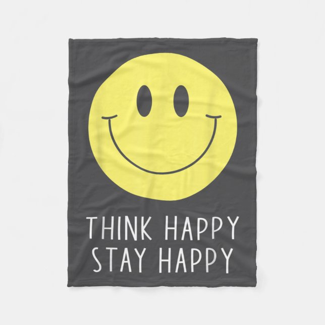 Manta Polar Think Happy Stay Happy Motivation Quote Yellow Smi (Anverso)