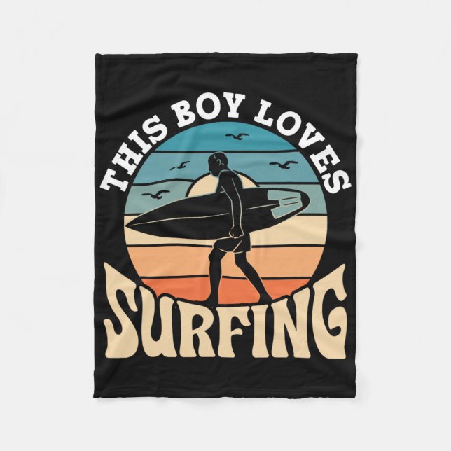 Manta Polar This Boy Loves Surfing Surf Surfer Surfboard Surfi (Anverso)
