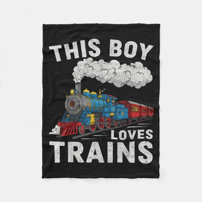 Manta Polar This Boy Loves Trains Railroad Train Wagon Lover K (Anverso)