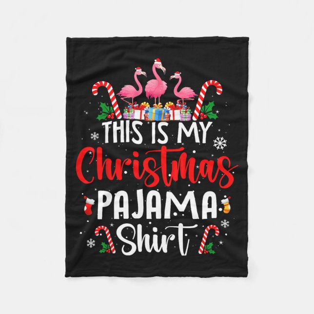 Manta Polar This Is My Christmas Pajama Flamingos Holiday Fun  (Anverso)