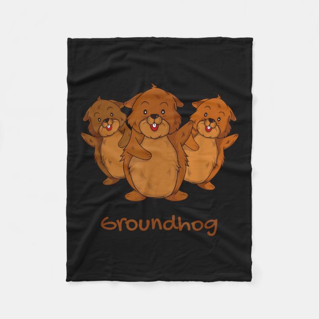 Manta Polar Three Cute Groundhogs Funny Woodchuck &amp; Ground (Anverso)