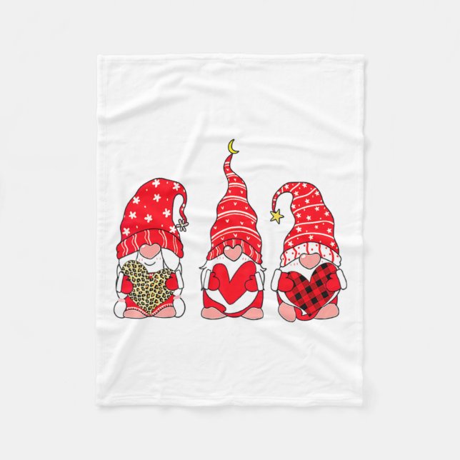 Manta Polar Three Gnomes Holding Heart Leopard Happy Valentine (Anverso)
