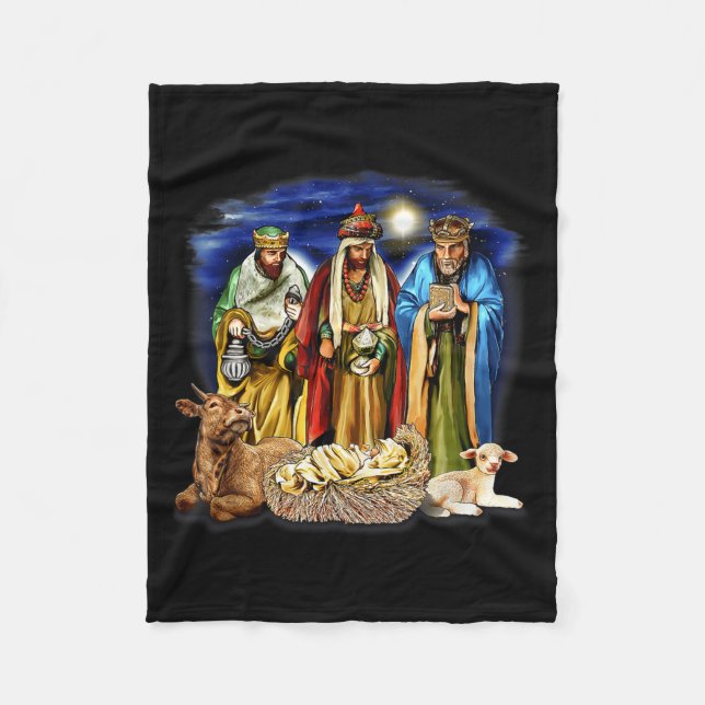 Manta Polar Three Kings Shirt Nativity Scene Shirt Christmas S (Anverso)
