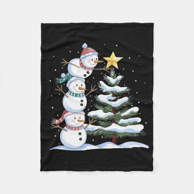 Manta Polar Three Snowmen Are Arranging A Christmas Tree Cute  (Anverso)
