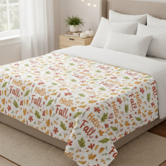 Manta Polar Throw Blanket with Hello Fall Pattern and Autumn