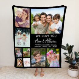 Manta Polar Tía Collage de fotos Negro