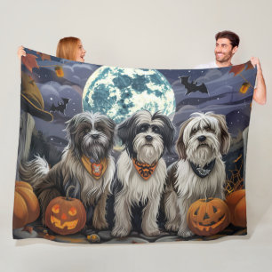 Manta Polar Tibetan Terrier Halloween Espeluznante