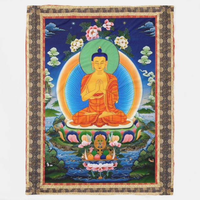 Manta Polar Tibetano Thangka Prabhutaratna Buda (Anverso)
