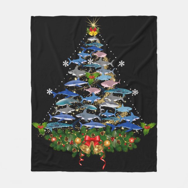 Manta Polar Tiburón Árbol de Navidad Amantes de los regalos Ho (Anverso)