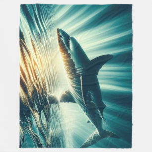 Manta Polar Tiburón en el mar azul profundo y la luz del sol