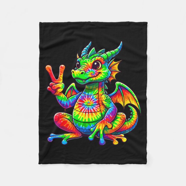 Manta Polar Tie-dye Dragon Peace Sign Hipe  (Anverso)