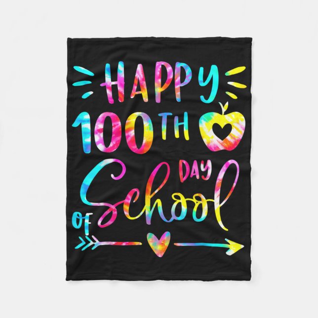 Manta Polar Tie Dye Feliz 100° Día del Estudiante Docente Esco (Anverso)