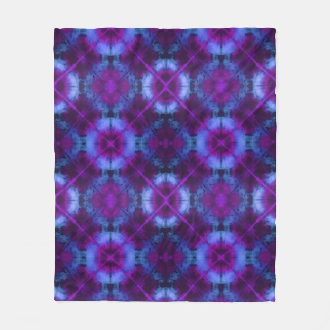 Manta Polar Tie Dye Kaleidoscope Vibrante Blue Purple Magenta (Anverso)