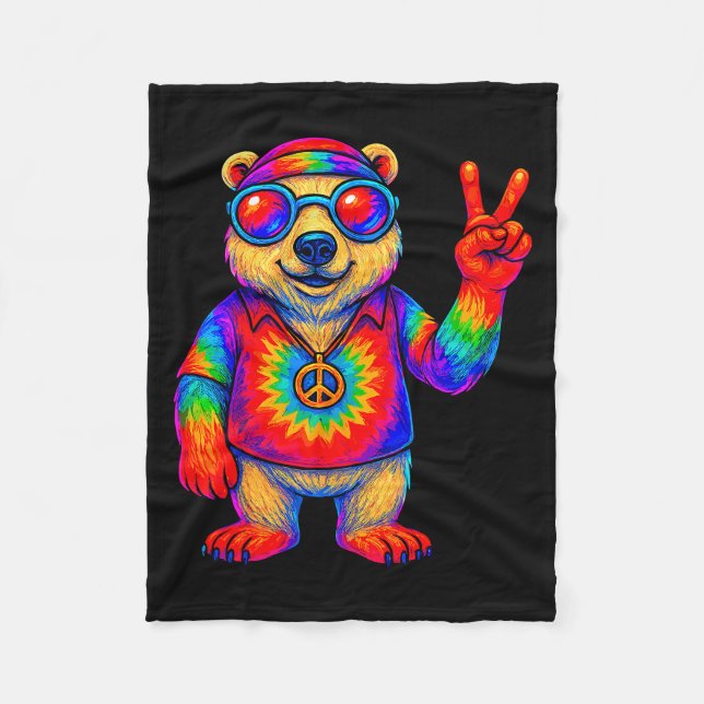 Manta Polar Tie-dye Lar Bear Peace Sign Hip  (Anverso)