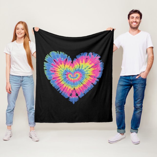 Manta Polar Tie Dye Valentines Colorful Hearts Day (In situ)