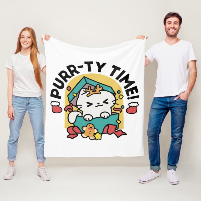 Manta Polar ¡Tiempo de espera! - Diseño de Navidades gatos fes (In situ)