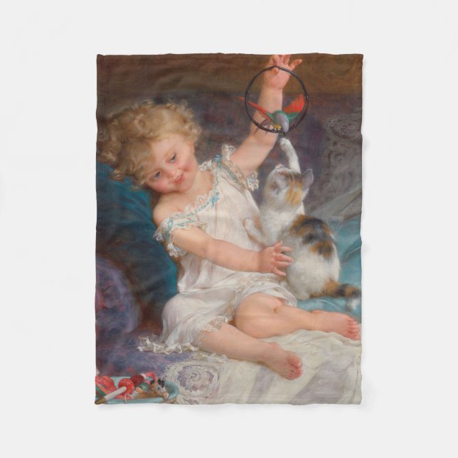 Manta Polar Tiempo de juego: Chica jugando con su Mascota Kitt (Anverso)