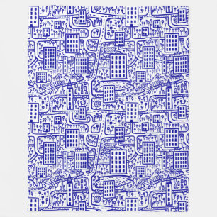 Manta Polar Tierra de Torres - Azul marino sobre blanco