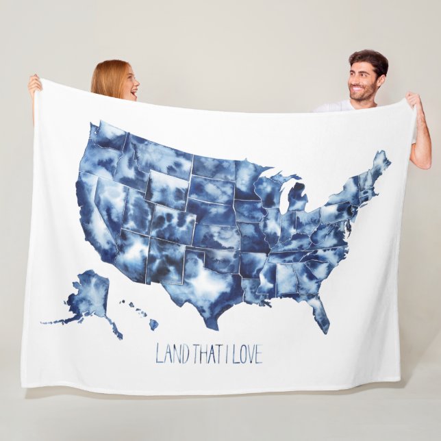 Manta Polar Tierra que amo - Mapa de Estados Unidos (In situ)