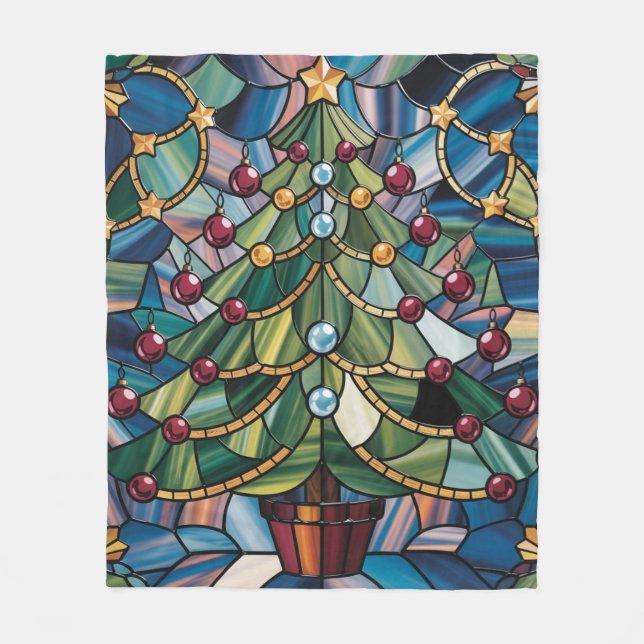 Manta Polar Tiffany-Style Stained Glass Christmas Tree (Anverso)