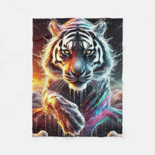 Manta Polar Tigre blanco arco iris
