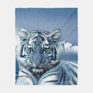 Manta Polar Tigre blanco azul