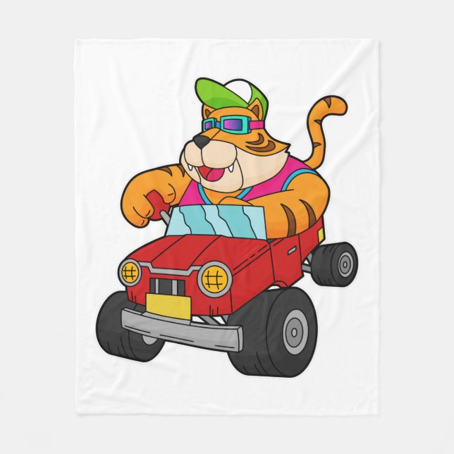 Manta Polar Tigre con auto (Anverso)