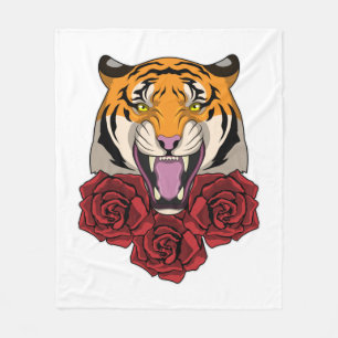 Manta Polar Tigre con Rosas