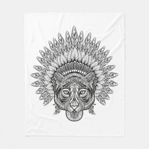 Manta Polar Tigre dibujado mano en estilo