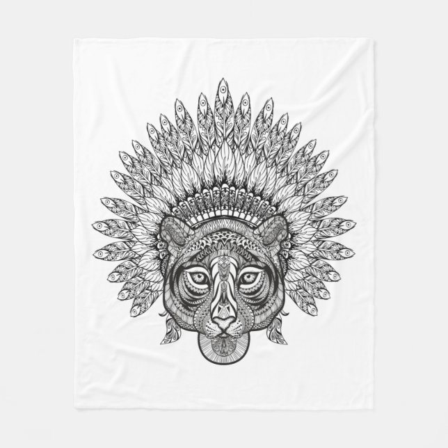 Manta Polar Tigre dibujado mano en estilo (Anverso)