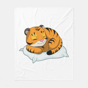Manta Polar Tigre durmiendo con almohada