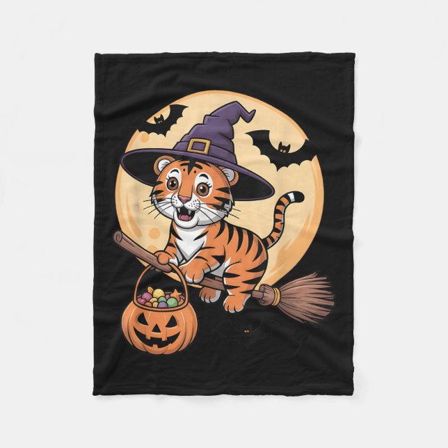 Manta Polar Tigre Gorra Calabaza Halloween Vestidos Hombres Mu (Anverso)